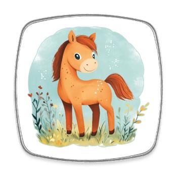 Horse on meadow - Square fridge magnet - white - Front