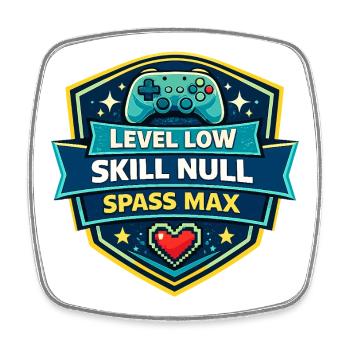Level Low Skill Null Spass Max - Viereckiger Kühlschrankmagnet - Weiß - Vorne