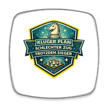 Schachheld Badge: Kluger Plan Sieger - Viereckiger Kühlschrankmagnet - Weiß - Vorne
