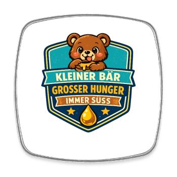 Kleiner Bär: Grosser Hunger Logo - Viereckiger Kühlschrankmagnet - Weiß - Vorne