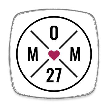 Mom 27 Herz - Viereckiger Kühlschrankmagnet - Weiß - Vorne