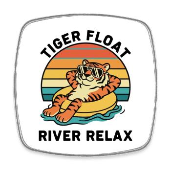 Tiger Buoy Retro Tiger Float River Relax - Square fridge magnet - white - Front