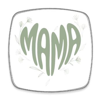 Mom Heart Font with Flowers - Square fridge magnet - white - Front
