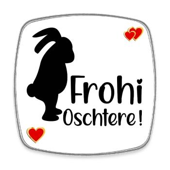 FROHE OSTERN SCHWEIZ - Viereckiger Kühlschrankmagnet - Weiß - Vorne