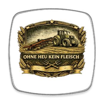 Ohne Heu Kein Fleisch Vintage Emblem - Viereckiger Kühlschrankmagnet - Weiß - Vorne