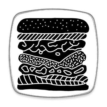 Burger empilé - Magnet carré - blanc - Devant