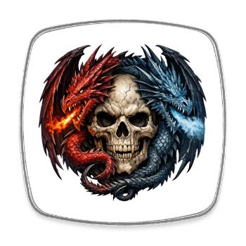 Feuer und Eis Drachen Schädel Totenkopf  - Viereckiger Kühlschrankmagnet - Weiß - Vorne