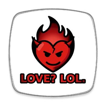 Love Lol – Flaming Heart with Horns - Square fridge magnet - white - Front