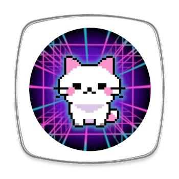 Neon Pixel Pets – Glitch Vibes für Gamer - Viereckiger Kühlschrankmagnet - Weiß - Vorne