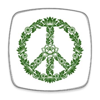 Peace Zeichen Blumen Floral Boho Style - Viereckiger Kühlschrankmagnet - Weiß - Vorne