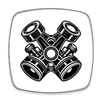 Pistons de moteur automobile - Magnet carré - blanc - Devant