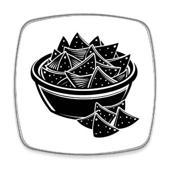 Chips et nachos à sauce - Magnet carré - blanc - Devant