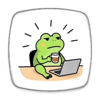 Froschkaffee und Laptop - Viereckiger Kühlschrankmagnet - Weiß - Vorne