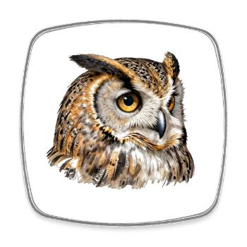 Artistic feather night owl - Square fridge magnet - white - Front
