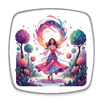 Danse colorée de la princesse dans la danseuse enchantée de la forêt - Magnet carré - blanc - Devant