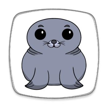 Chibi Seals - Square fridge magnet - white - Front
