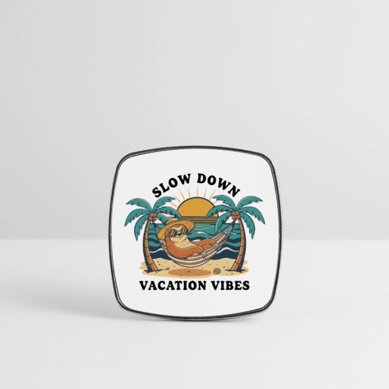 Sloth Sloth Hammock Slow Down Vacation Vibes Square fridge magnet