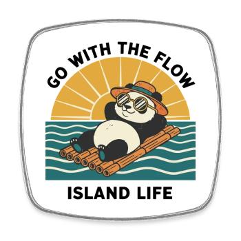 Panda Go With The Flow Island Life Zen - Viereckiger Kühlschrankmagnet - Weiß - Vorne