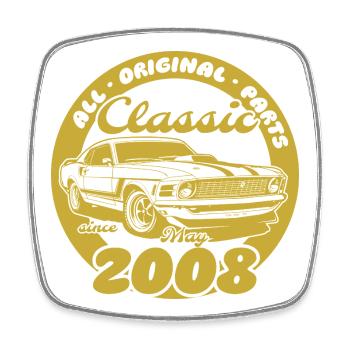 18. Geburtstag - Klassiker Musclecar 05/2008 - Viereckiger Kühlschrankmagnet - Weiß - Vorne