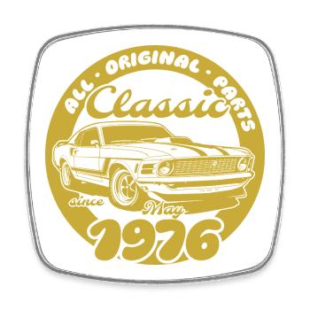 50th Birthday - Classic Musclecar 05/1976 - Square fridge magnet - white - Front
