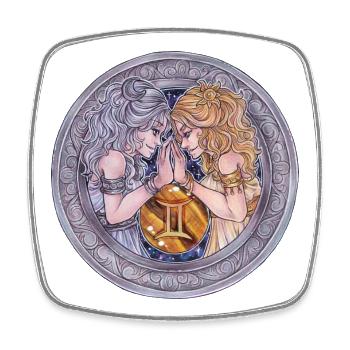 Signe du zodiaque Cadeau des Gémeaux - Magnet carré - blanc - Devant