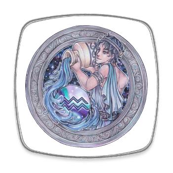 Zodiac Sign Sternzeichen Wassermann Aquarius  - Viereckiger Kühlschrankmagnet - Weiß - Vorne