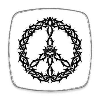 Peacezeichen Dornen Tribal Style - Viereckiger Kühlschrankmagnet - Weiß - Vorne
