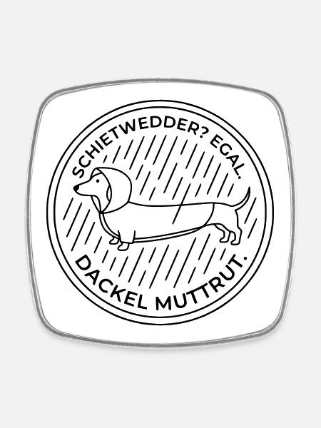 dackel mutt rut schietwetter - Viereckiger Kühlschrankmagnet - Weiß