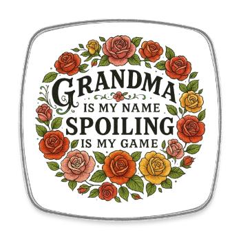 Grandma Spoiling Floral Circle - Square fridge magnet - white - Front