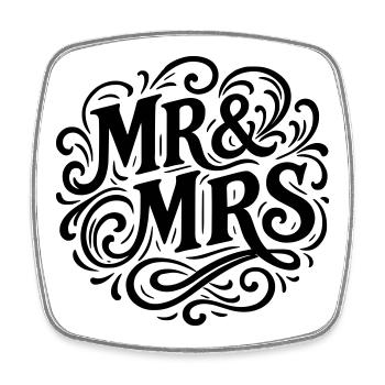 Mr and Mrs Wedding Heart Gift Marriage Couple - Square fridge magnet - white - Front