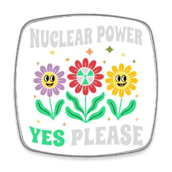 Atomkraft Ja Bitte mit Blumen retro - Magnet carré - blanc - Devant