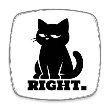 Sarkastische schwarze Katze - Viereckiger Kühlschrankmagnet - Weiß - Vorne