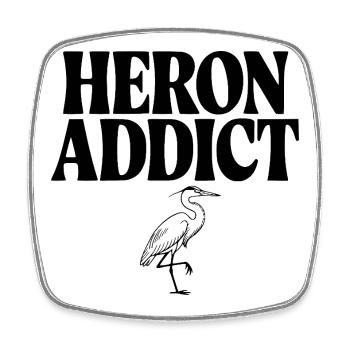 Accro au Héron - Magnet carré - blanc - Devant