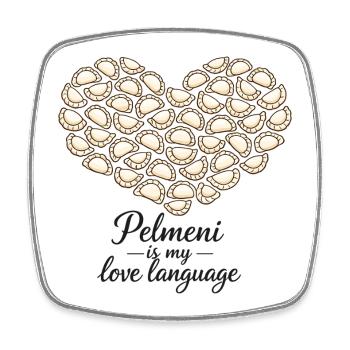 Pelmeni Herz – Pelmeni is my love language - Viereckiger Kühlschrankmagnet - Weiß - Vorne
