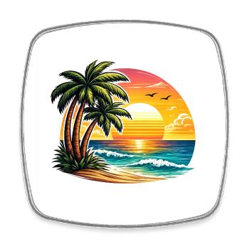Palmenstrand Sonnenuntergang - Viereckiger Kühlschrankmagnet - Weiß - Vorne