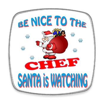 SANTA CHEF - Viereckiger Kühlschrankmagnet - Weiß - Vorne