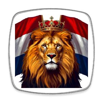 Crown lion on Dutch flag - Square fridge magnet - white - Front