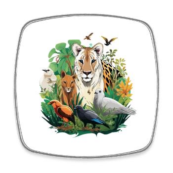 Magie animale de la jungle : Tigre dans la forêt tropicale - Magnet carré - blanc - Devant