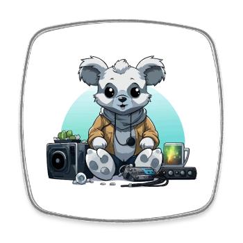Panda DJ im Hoodie – Studio Vibes - Viereckiger Kühlschrankmagnet - Weiß - Vorne