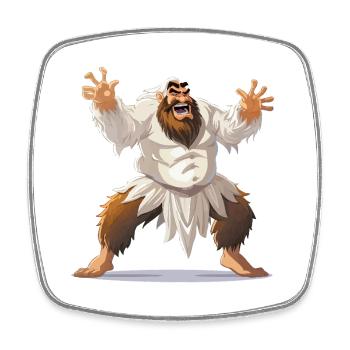 Yeti warrior in white loincloth - Square fridge magnet - white - Front