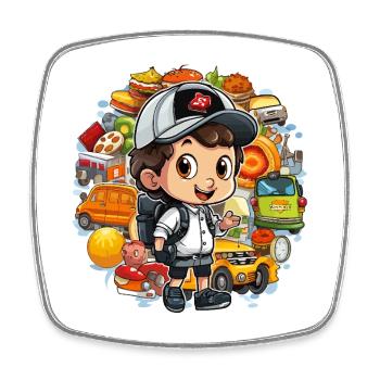 Food Adventure Explorer - Square fridge magnet - white - Front
