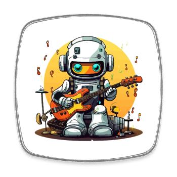 Cosmic Robot Guitarist - Square fridge magnet - white - Front