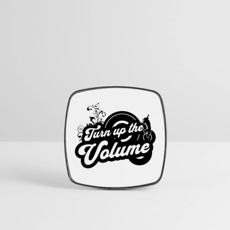 Volume Up — Black Retro Script Square fridge magnet