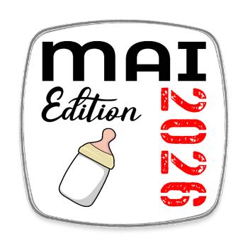 Bébé biologique mai 2026 - Magnet carré - blanc - Devant