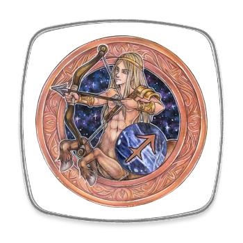 Signe astrologique Sternzeichen Schütze Sagittaire - Magnet carré - blanc - Devant