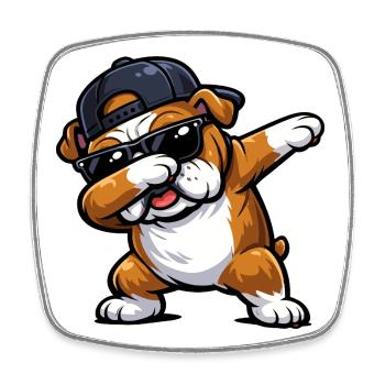 Dabbing Bulldog - Square fridge magnet - white - Front