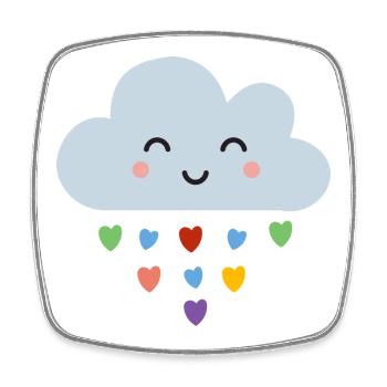 Mignons nuages en forme de cœurs arc-en-ciel Kawaii Happy Mood Design - Magnet carré - blanc - Devant