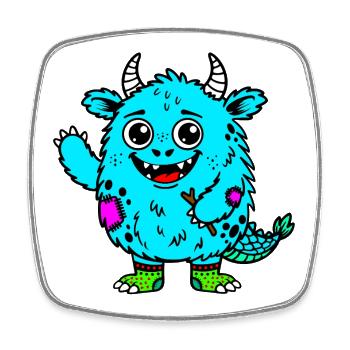 Aquamonster - Square fridge magnet - white - Front