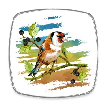 Oiseau coloré - Magnet carré - blanc - Devant