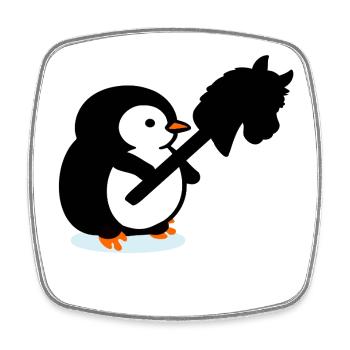 Hobby Horsing Kinder Pinguin - Viereckiger Kühlschrankmagnet - Weiß - Vorne